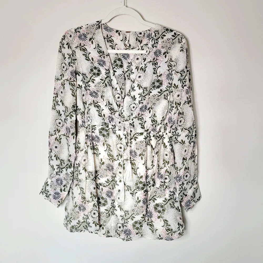 Free People Stealing‎ Fire Mini Dress In Ivory Combo